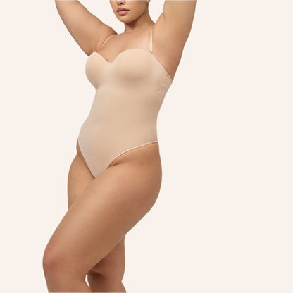 בגד גוף מחטב סטרפלס - צבע ניוד בהיר -  פרונט - דגם 407